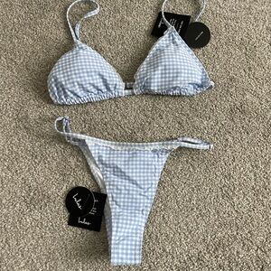 Lulu's Light Blue Checkered Bikini